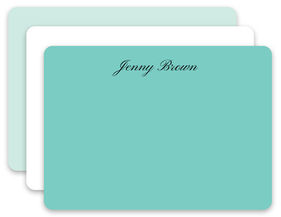 Aqua Mist Flat Note Card Collection - Raised Ink